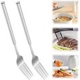 thumbnail image 2 of Uscallm 4Pcs Extra Long Fork Prank Extendable Fork For Grilling BBQ Baking Expandable Forks For Fruit Dessert Stainless Steel Dinner Forks Kitchen Gadget Home Outdoor Use, 2 of 8