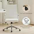 thumbnail image 3 of Office Desk Chair Leather, Conference Room Chairs with Wheels, Executive Modern High Back Ergonomic Swivel Rolling Ribbed Computer Chair（White）, 3 of 6