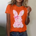 thumbnail image 2 of Flash Deal! T-Shirt Décontracté Imprimé Lapin de Pâques pour Femmes T-Shirt Imprimé Lapin Mignon de Pâques Col Rond Manches Courtes Décontracté en Solde Orange m, 2 of 5