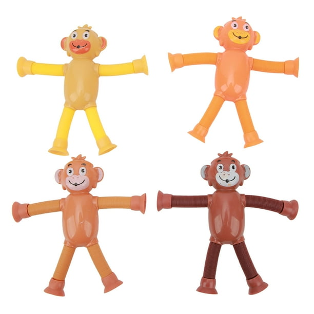 4PCS Telescopic Suction Cup Toy Glowing Cute Animal Educational