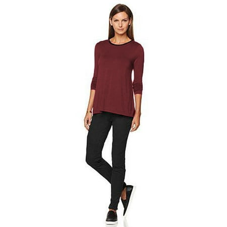 G by GIULIANA Long Sleeve Top with Ultra Luxe Trim MERLOT Size