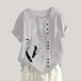 thumbnail image 2 of LYXSSBYX Clearance Plus Size Womens Shirts Women's Summer Casual Short Sleeve Flower Printing Loose Shirt Tops, 2 of 5