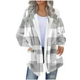 thumbnail image 2 of Xdegoge Womens Plaid Jackets Sherpa Thick Open Front Mid-Length Hooded Jacket with Pocket Long Sleeve Fleece Warm Coats 2025 Trendy Winter Coat, 2 of 5