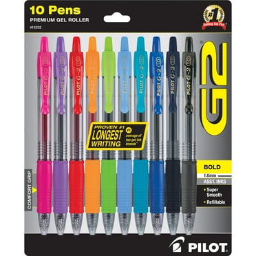 Pilot G2 Premium Retractable Gel Ink Pens, Bold Point, 1.0 mm, Assorted Ink, 10 Pack