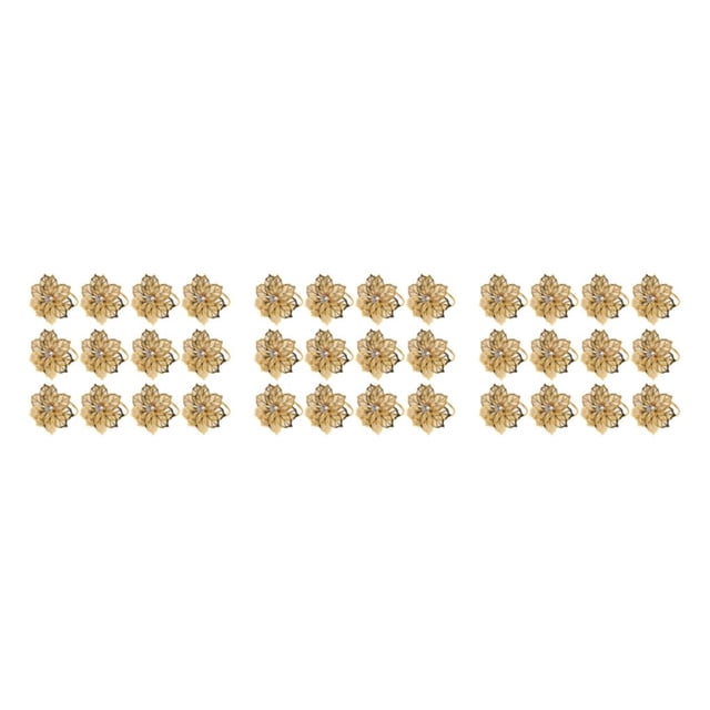 Servilleteros Inteprter 12x no deformables para fiestas de aniversario 3D flor boda metal dorado