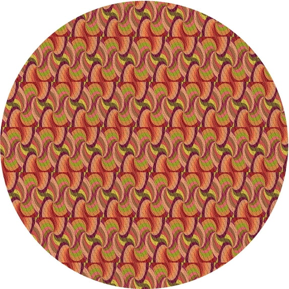 Ahgly Company Indoor Round Patterned Carrot Orange Area Rugs, 8' Round
