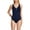 Deep Sea Navy, variant on Women's Chlorine Resistant Shirred V-neck One Piece Swimsuit