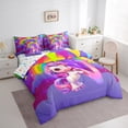 thumbnail image 3 of Manfei Cartoon Unicorn 7 Pieces Bedding Comforter Set,Kawaii Initial Full Bedding Set Lightweight,Rainbow Stars Fitted Sheet Flat Sheet,Microfiber Cute Room Decor,Reversible, 3 of 7
