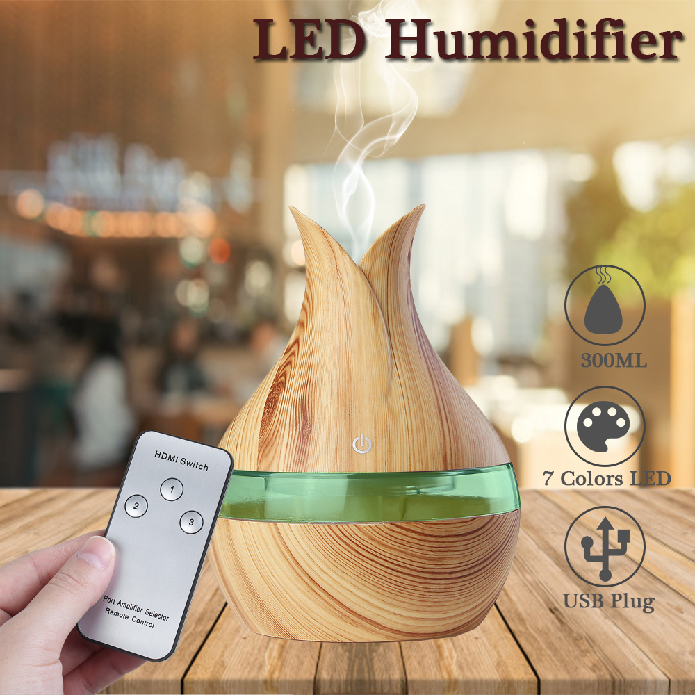 Aroma Air Diffuser Wood Ultrasonic Air Humidifier Household Aromatherapy Essential Oil Electric Remote Control Walmart Com Walmart Com