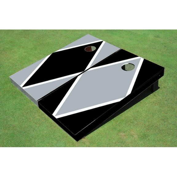 Black And Gray Alternating Diamond Custom Cornhole Board