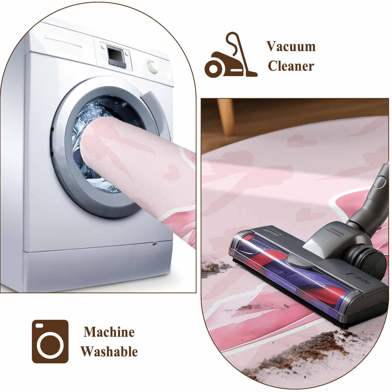 Pink Bow Round Area Rug 7Ft Washable Circle Rugs for Dorm Laundry Room, Cute Watercolor Girls Cartoon Luxury Non-Slip Carpet Floor Mats Indoor Outdoor Carpet Runner Aesthetic Home Decor