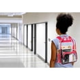 thumbnail image 3 of Clear Transparent Heavy Duty Waterproof Stadium Approved Backpack with Colored Trim and Mesh Side Pockets for Women in Pink, 3 of 9