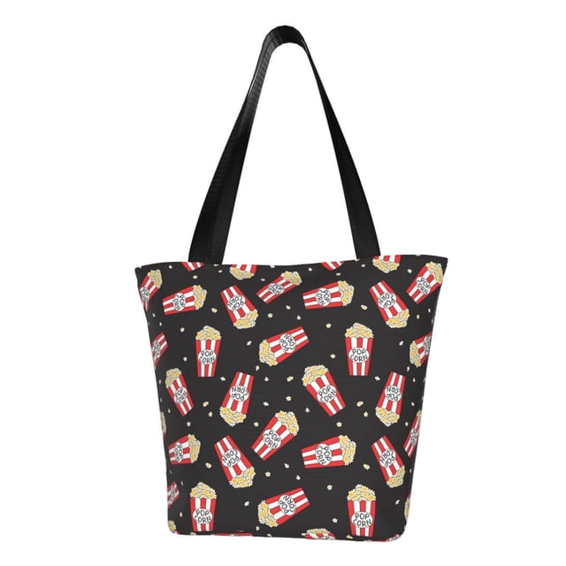 Fotbe Popcorn Bolsa de Playa con Estampado, Bolsa de Hombro, Bolsa de Mano Espaciosa, Bolsa de Viaje Ligera, Bolsa de Compras Versátil