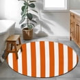thumbnail image 4 of Burnt Orange Striped Large Area Rugs for Bedroom Living Room, Soft Non Slip Carpet Bedside Rug, Thanksgiving Orange White Stripes Round Floor Cover Kitchen Accent Rug 4' for Dining Room/Office, 4 of 9