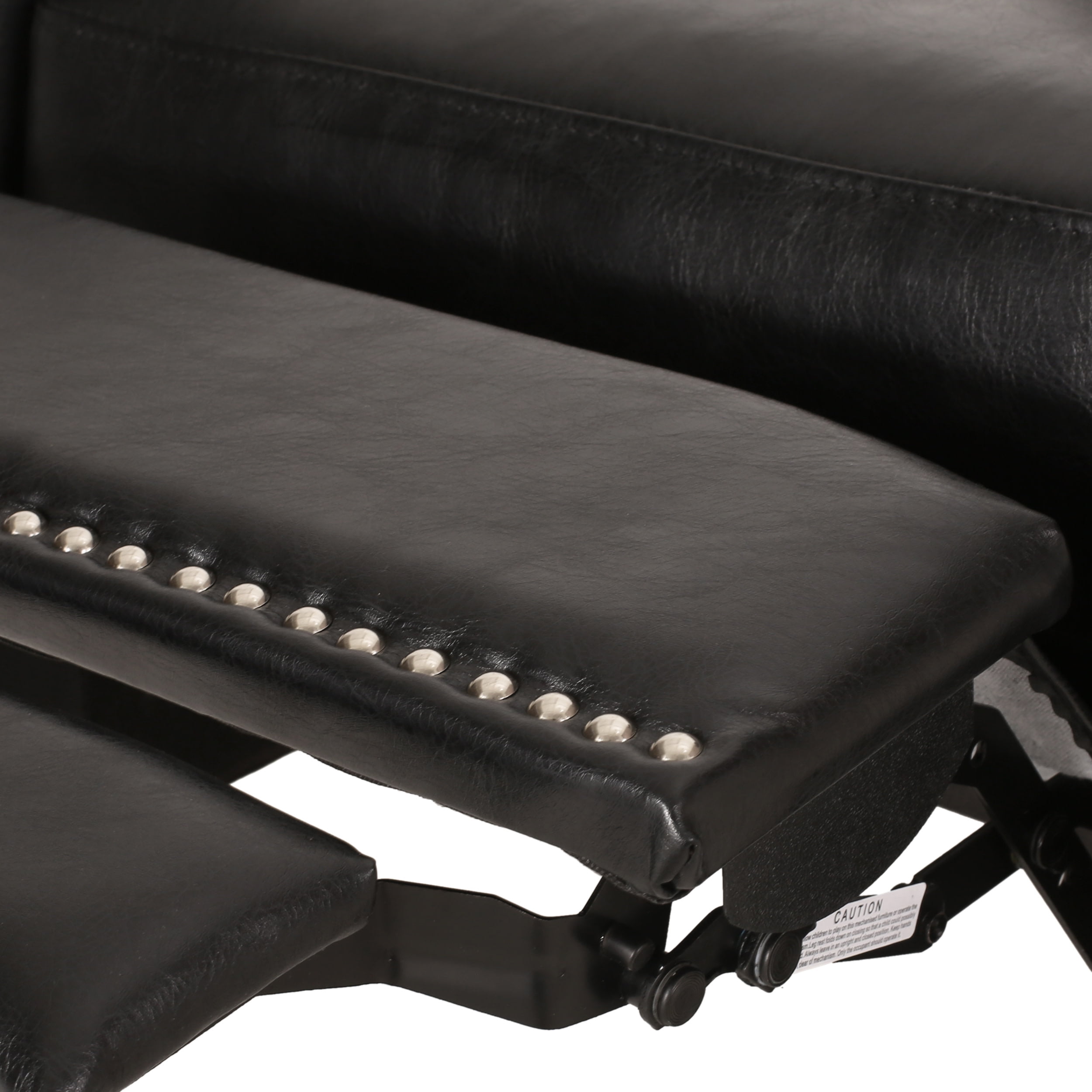 Noble House Holasek Upholstered Pushback Recliner with Nailhead Trim, Midnight Black and Espresso