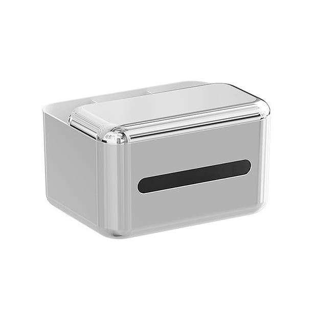 Bewildely Estuche de almacenamiento de pañuelos de plástico para baño, sala de estar, soporte de papel para baño, anteojos, caja inferior Almacenamiento y organización del hogar Plata Bewildely HA063789-01B