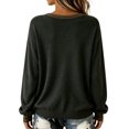 thumbnail image 3 of Sweatshirt for Women V Neck Long Sleeve Pullover Retro Witch Broom Moon Graphic Printed Top Loose Fit Casual Fall Halloween Holiday Tops Dark Gray M, 3 of 3