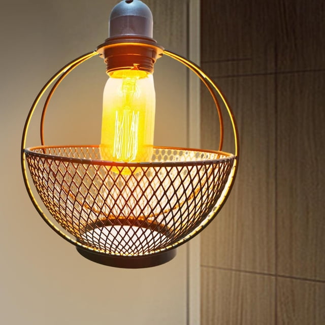Lámpara colgante de hierro, pantalla Retro ahuecada, accesorios de iluminación, cubierta de luz colgante para sala de estar, restaurantes, decoración Yinane Pantalla tejida