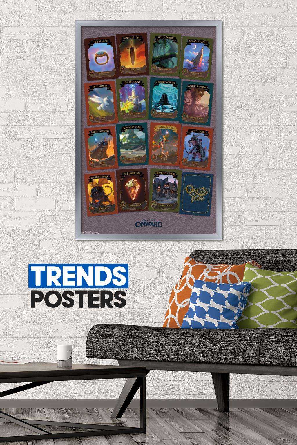 Disney Pixar Onward - Cards Wall Poster, 22.375" x 34", Framed