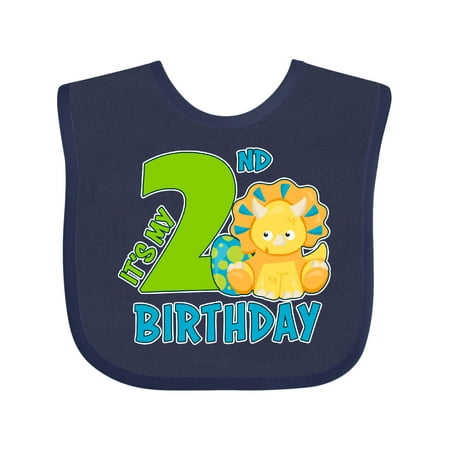 

Inktastic Its My 2nd Birthday with Dinosaur Gift Baby Boy or Baby Girl Bib