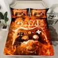 thumbnail image 5 of jejeloiu Neon Gamepad Full Size Sheets,Modern Game Console Bed Sheets,Blue Black Gaming Sheet Sets For Boys Kids,Super Cozy Bedroom Decor,4-Piece, 5 of 7