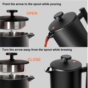 Secura French Press Coffee Maker, Double-Wall 304 Grade Stainless Steel Coffee Press with 2 Extra Screens, 34oz (1L), Black