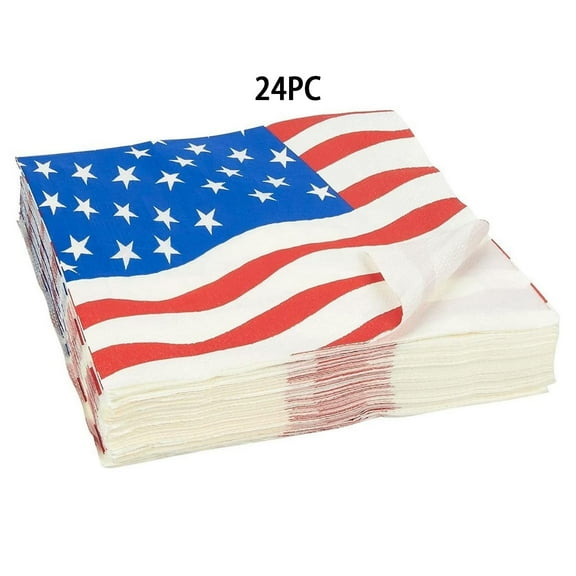 4th Of July Plates and Napkins Sets Patriotic Dinnerware Tableware for BBQ, USA Flag Disposable Table Decor Independence Day Party Decorations Serve 24