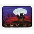 thumbnail image 1 of Halloween Bath Mat, Gothic Haunted House Castle Hill Valley Night Sky October Festival Theme Print, Non-Slip Plush Mat Bathroom Kitchen Laundry Room Decor, 29.5 X 17.5 Inches, Multicolor, Ambesonne, 1 of 2
