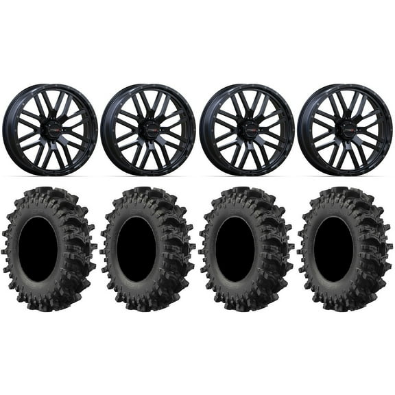 System 3 ST-3 24" Wheels Black 37" MotoSlayer Tires Can-Am Commander Maverick Renegade Outlander Defender