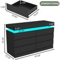 thumbnail image 2 of Auromie 6 Drawer Dresser with Power Outlet, Black Dresser with LED Light, Modern Chest of Drawers for Closet, Double Wide Drawer Organizer Cabinet for Bedroom, Living Room, Entryway, Hallway (Black), 2 of 5