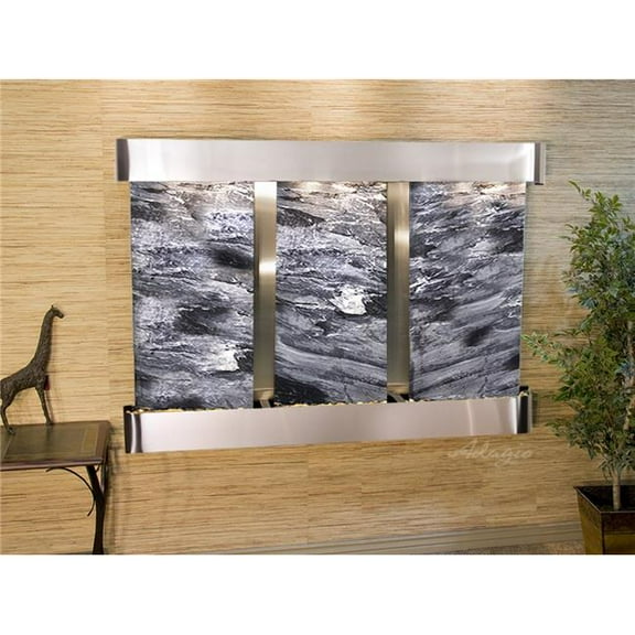 Adagio OFR2007 Olympus Falls-Round-Stainless Steel-Black Spider Marble Wall Fountain