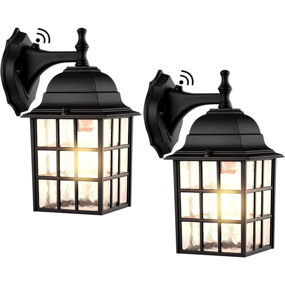 2-Pack Dusk to Dawn Outdoor Wall Lights, Sensor Exterior Light Fixtures Wall Mount, Porch Lights, Matte Black Wall Lantern Wall Lamp, Waterproof Wall Sconce, Outside Lighting for Garage, Front Door