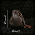thumbnail image 2 of Mythrojan Leather Pouch Drawstring Storage Bag for Coins and Dice, Dark Brown, 2 of 7