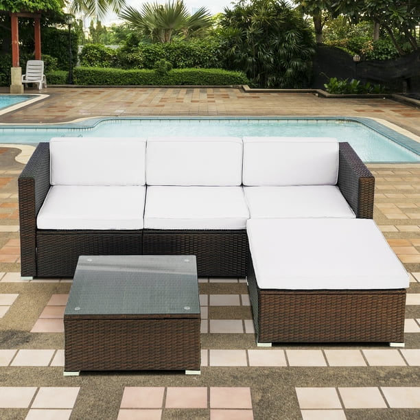Patio Sectional Sofa Sets Yofe 3 Pieces Wicker Furniture Set Rattan Dining With Beige Cushions And Table Outdoor For Deck Lawn Backyard R468 Patio Sectional Sofa Sets Yofe 3, Wicker Patio Sectional Dining Set 3 Pieces