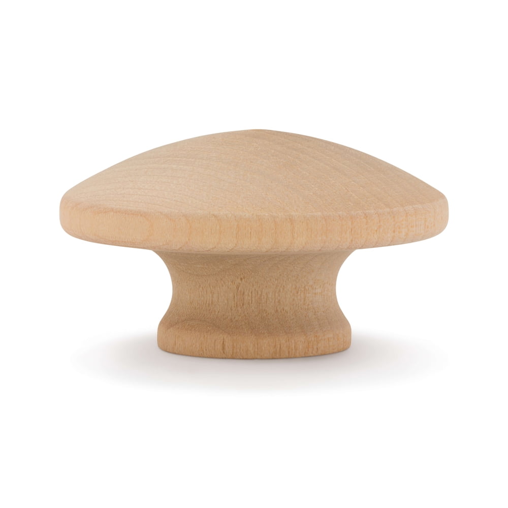 Round Wood Drawer Pulls Mushroom Knob 1-1/2" Unfinished Cabinet Handles Hardware