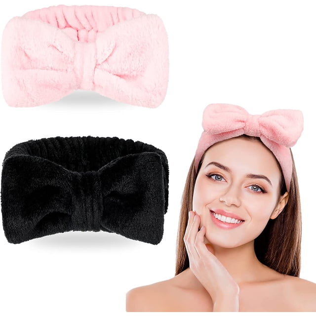 ZHAOCHENG Diadema de maquillaje, banda para el cabello con lazo, diadema de spa para mujer, diadema de ducha deportiva para yoga, diademas de lavado, diadema elástica para el cabello para niñas y muje