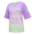 thumbnail image 5 of TKLPEHG Womens Tops Crew Neck Tunic Shirts Short Sleeve T Shirts Gradient Color Tshirt Dressy Casual Blouses Fashion Summer Loose Fitted Womens Clothes (Purple,XXXXXL), 5 of 6