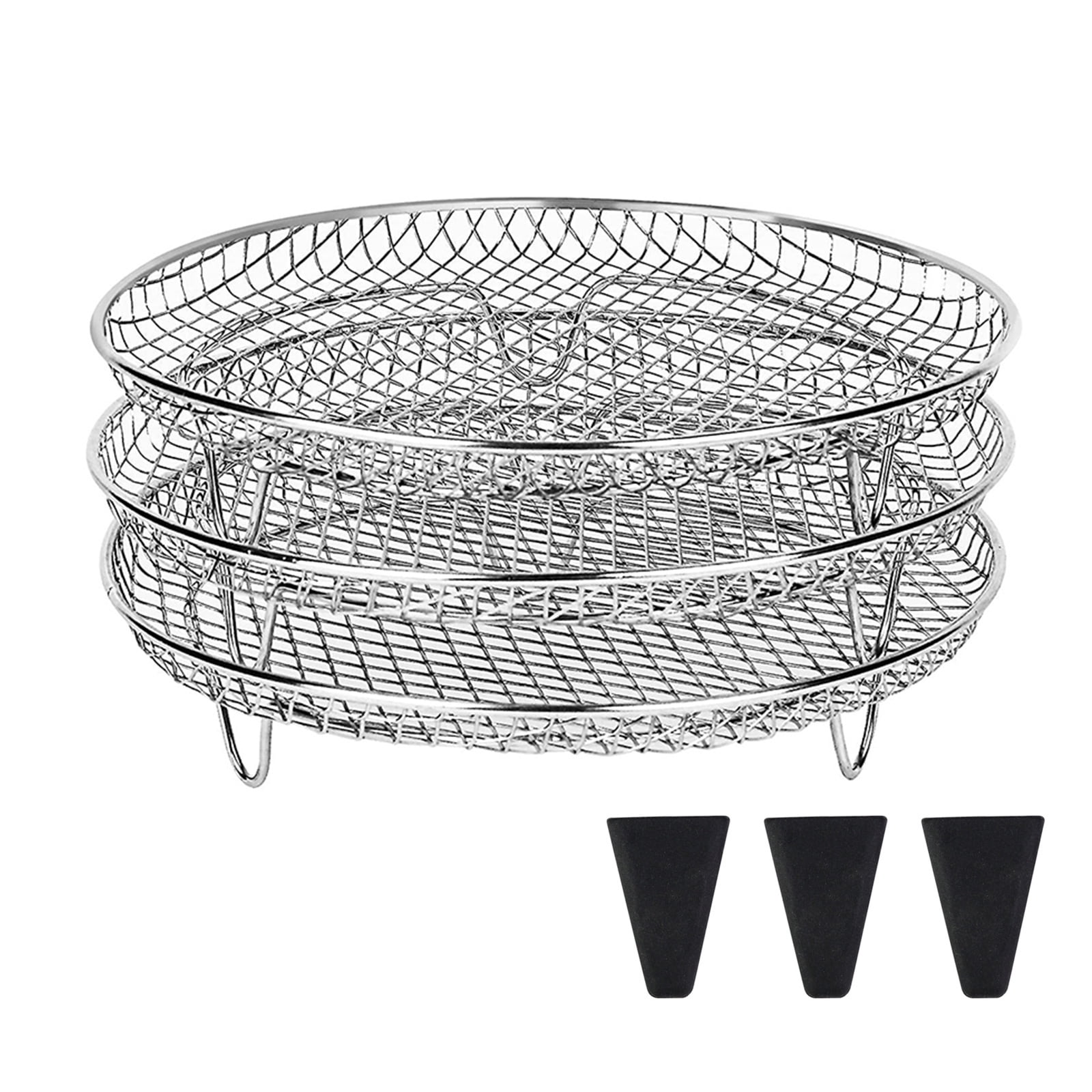 Aousin 3-Layer Air Fryer Racks Anti-rust Stackable Roasting Cooking ...