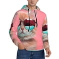 thumbnail image 2 of Picia Cool Cat Pink Sunglasses Pattern Casual Men's Hoodie - Lightweight Hooded Sweatshirt with Kangaroo Pocket, Comfortable Pullover for Everyday, Travel-Large, 2 of 7