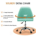 thumbnail image 5 of Armless Home Office Desk Chair with Wheels, Mid Back Fabric Upholstered Chair, Adjustable Swivel Task Computer Chair for Bedroom, Vanity and Small Spaces, Green, 5 of 8