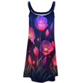 thumbnail image 4 of Ladies' Summer Dress Beach Sleeveless Watercolor Wildflowers T-shirt Vest Sun Skirt, 4 of 8