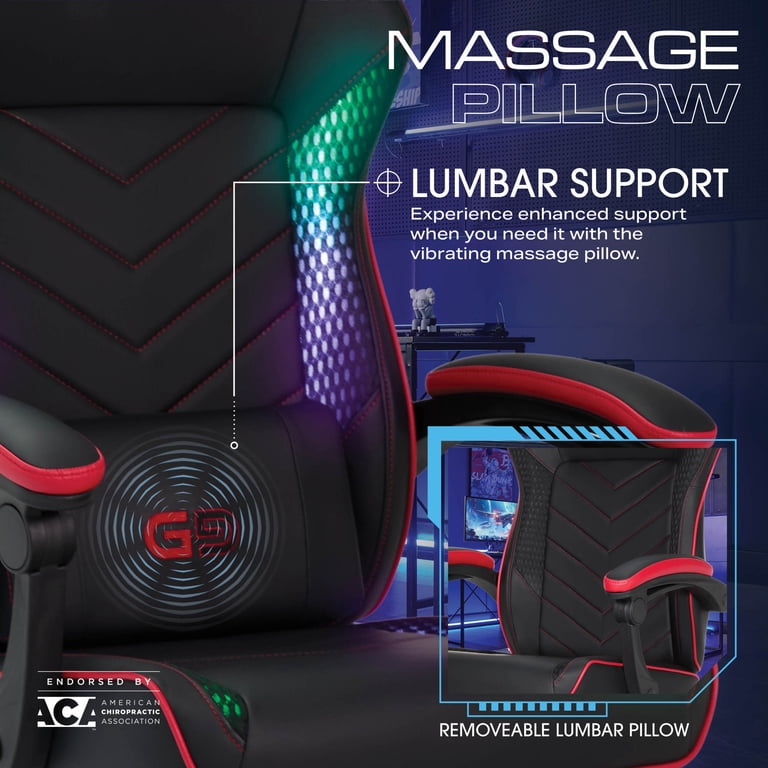 Gamer Gear EdgeX LED Gaming Chair, Massage, Footrest photo 7