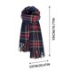 thumbnail image 3 of Bufanda de invierno cálida para mujer, tipo chal grande, ideal para clima frío. Bufanda larga de punto grueso a cuadros azul oscuro y rojo. Suave y ligera, unisex., 3 of 4