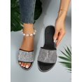 thumbnail image 1 of Women Black Allover Rhinestone Slide Sandals, 1 of 4