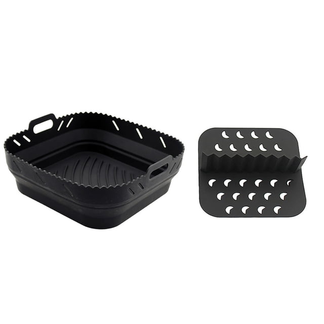 CSChome Panier de Friteuse en Silicone Carré avec Poignée : Répartition Uniforme de la Chaleur, Tapis de Séparation en Silicone Réutilisable