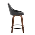 thumbnail image 3 of Carson Carrington  Alba 24" Fixed-Height Upholstered Counter Stool with Bent Wood Legs & Round Footrest (Set of 2) Black Faux Leather/Walnut, 3 of 5