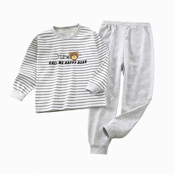 TOWED22 Toddler Baby Boy Fall Winter Outfits Print Crewneck Sweatshirt Casual Pants 2Pcs Clothes Set Size:3-4 Y,Color:Grey