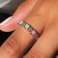 thumbnail image 3 of JEWELRYTREASURE 3 mm / 0.2 Ct Princess Cut Opal Diamond Ring Rose Gold Plated Wedding Band Bezel Set Jewelry for Women October Bithstone Promise Ring Gift for Best Friend, 3 of 3