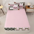 thumbnail image 4 of Erosebridal Patchwork Hunting Pattern Zipper Full Size Comforter Sets with Fitted Sheet and 2 Pillowcases,Camo Bow Print Zipper Bedding Set,Pink Brown Olive Green,Pink Reversible, 4 of 6