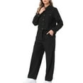 thumbnail image 4 of INSPIRE CHIC Women's 2 Piece Linen Set Button Down Shirt Drawstring Wide Leg Pants Casual Outfit XS Black, 4 of 6